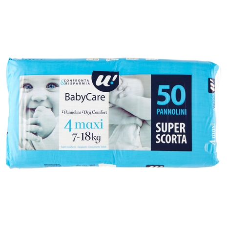 50 PANNOLINI BABY CARE MAXI DRY COMFORT 7-18 KG U! Confronta & Risparmia